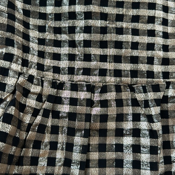 J Crew Factory Lurex Metallic Threads Gingham Tiered Mini Dress. - Picture 2 of 6